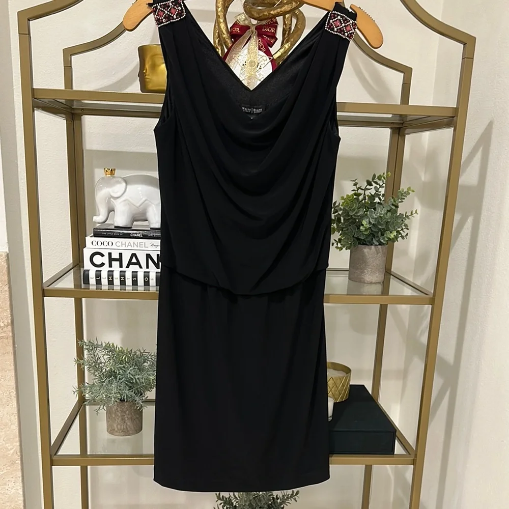 WHBM Draped Black Mini Dress